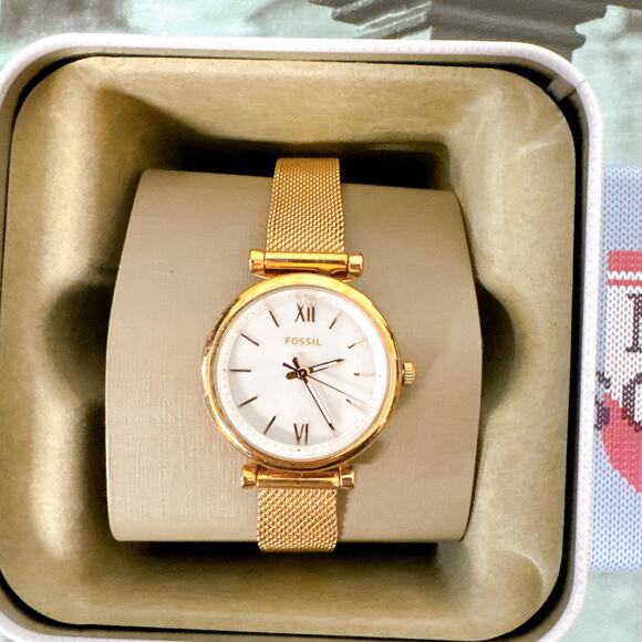 Fossil ES4433 Carlie Mini Three-Hand Rose Gold-Tone Stainless Steel Watch